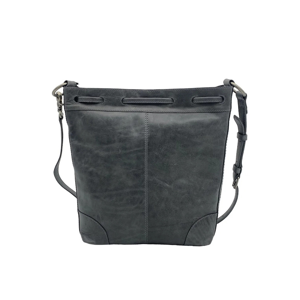 Frye Leather Melissa Drawstring Hobo Bag Carbon - Picture 2 of 3
